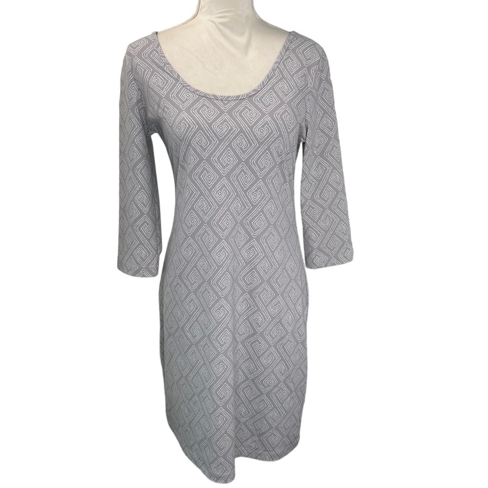 Persifor Kilpatrick Batik Dot Grey White Jersey Activewear Dress Womens Medium